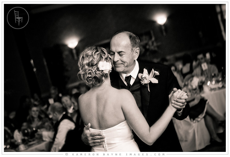 Dad about to cry as he dances with his daughter on her wedding day