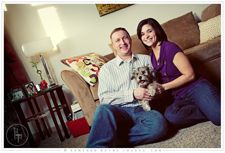 Kameron Bayne Images - Engagement Couple Portrait with Family Dog 