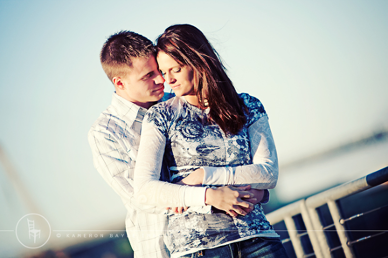 couple, engagement, candid, holding on another