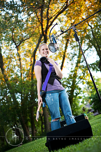 Kameron Bayne Images - High School Senior Picture of Grace in Outdoot Recording Studio Kameron Bayne Images - High School Senior Picture of Grace in Outdoot Recording Studio