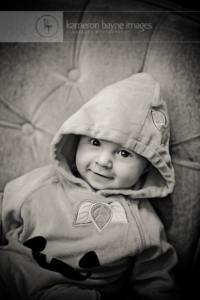 Dressed as a Pumpkin for Halloween, black and white