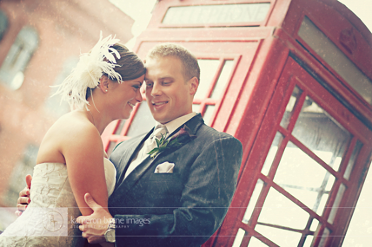 Kameron Bayne Images - Liz and Cory in a Shared Wedding Couple Moment with Old Vintage Phonebooth