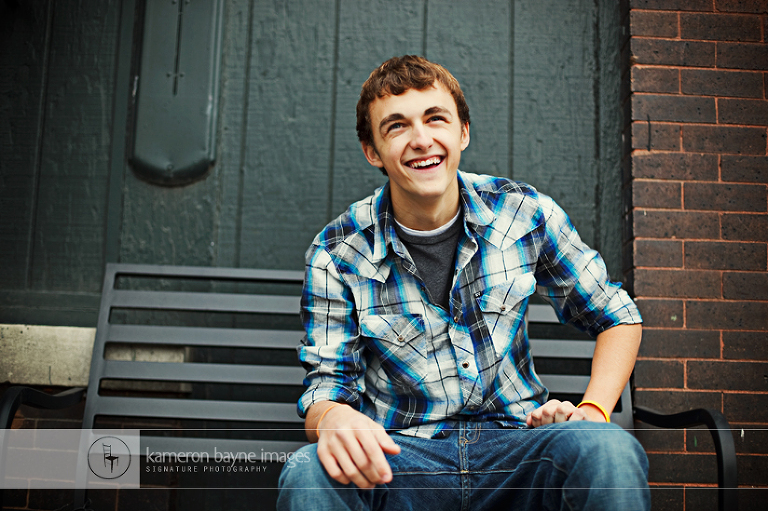 Omaha Senior Photography | Ethan Senior Portrait Casual in Green Flannel