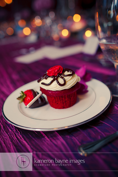 Dan + Lindsay | Strawberries and Red Velvet Cupcake for Reception Dessert