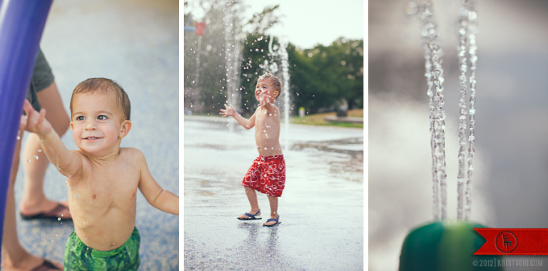 Portraits of young kids trying to catch water outside.